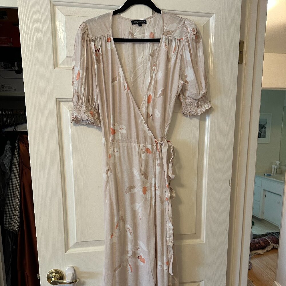 Cotton Candy LA Floral Midi Wrap Dress, M